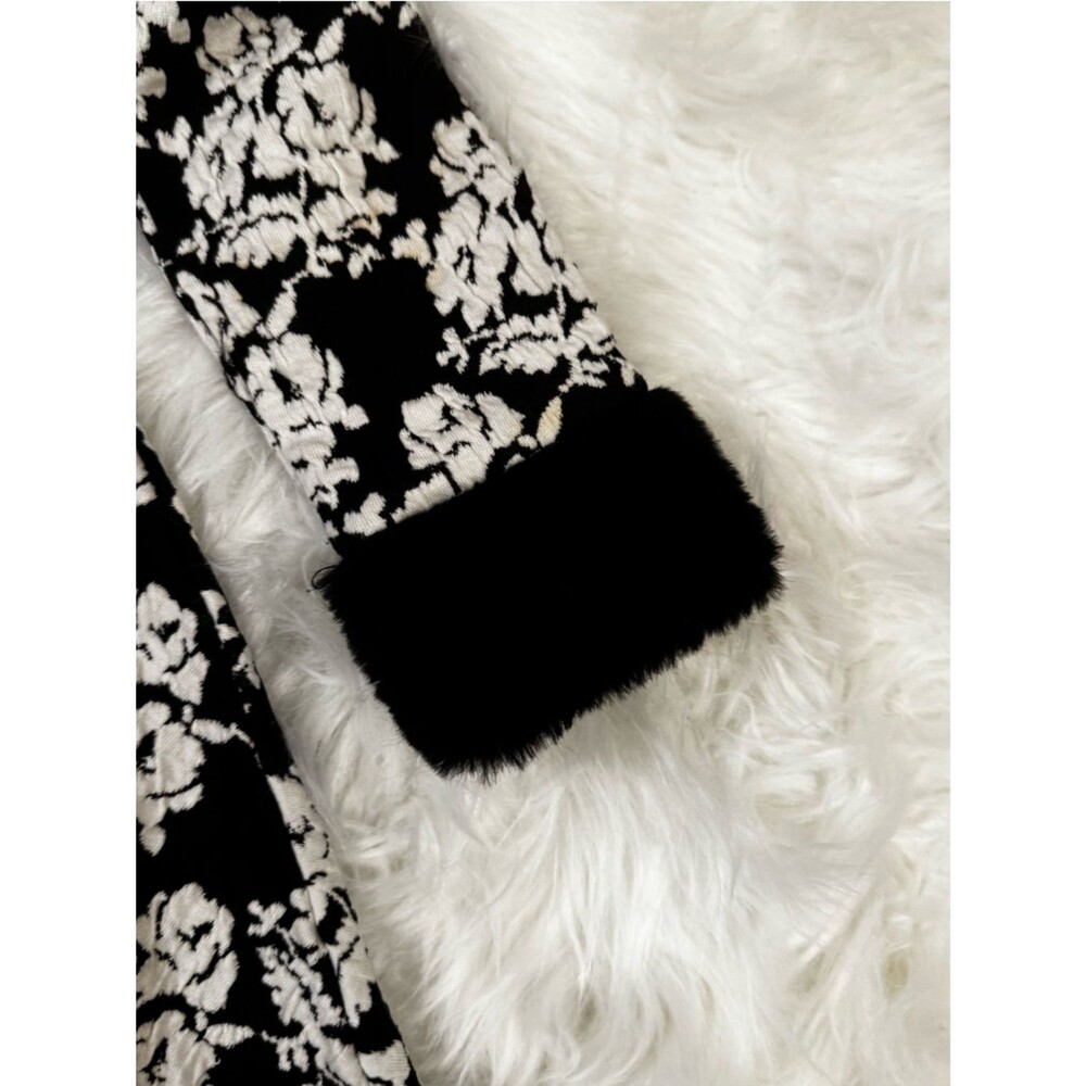 Janie and Jack Black Floral Dress Size 3 | Faux Fur Cuff Holiday Dress EUC - Picture 3 of 10